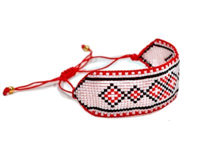 Unisex Handmade Al-Sadu Bracelet White And Red, Made In Spain