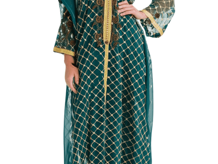 Dark Green Embroidery Formal Dress Free Size