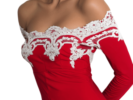 Red with Silver Embroidery Party Wear Free Size