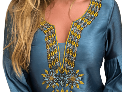 Al Maha Blue Green Formal Wear - Free Size