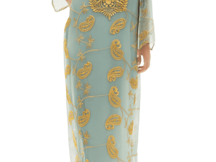 Sea Green Embroidery Formal Dress Free Size