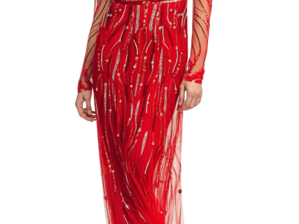 Red Dress with Formal Fitting - Free Size