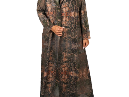 Abaya Design Pattern Flower Brown Free Size