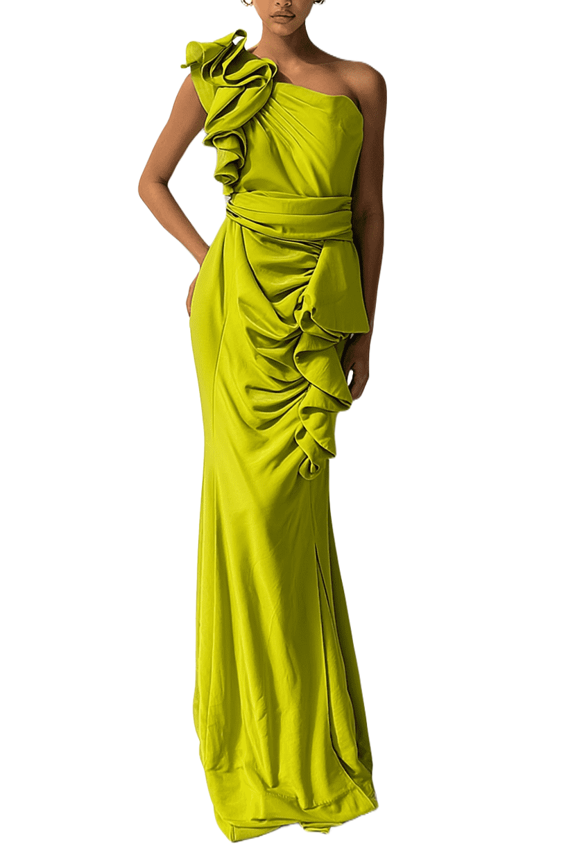 Marwa Ghassan Lime Green Evening Dress