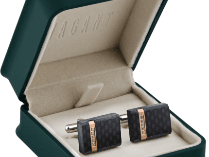 Black Cufflinks With Rose Gold and Crystal Detail