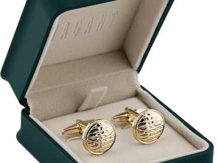 Round Gold Cufflinks With Engraved Detailing