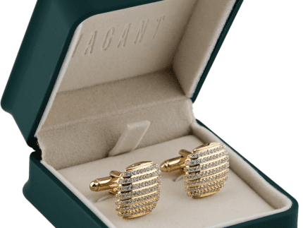 Gold Cufflinks With Crystal Detailing