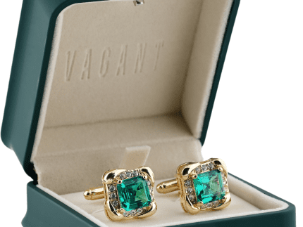 Gold Cufflinks With Emerald Green Stone