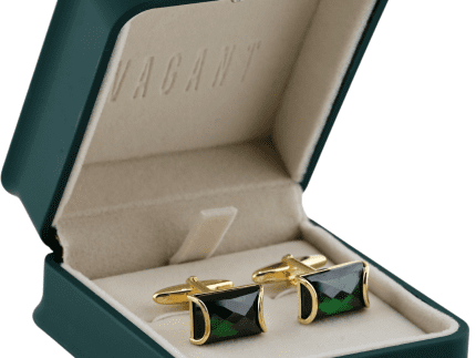 Cufflinks With Deep Green Gemstone