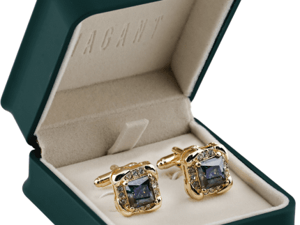 Gold Cufflinks With Iridescent Stone