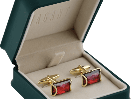 Red Cufflinks With Gold Finish