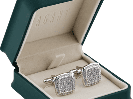 Diamond Design Cufflinks With Silver Frame