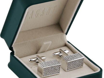 Diamond Design Cufflinks With Rectangular Silver Frame