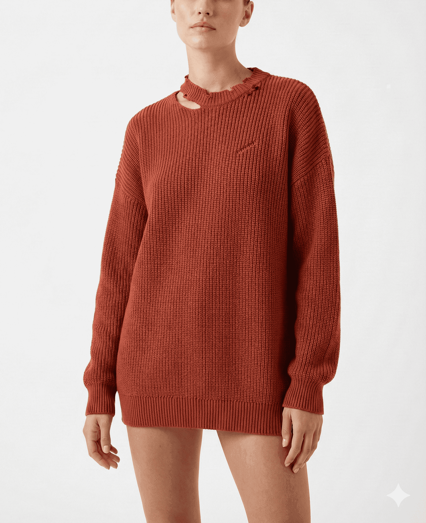 Rust Orange Crewneck Classic Knit Sweater