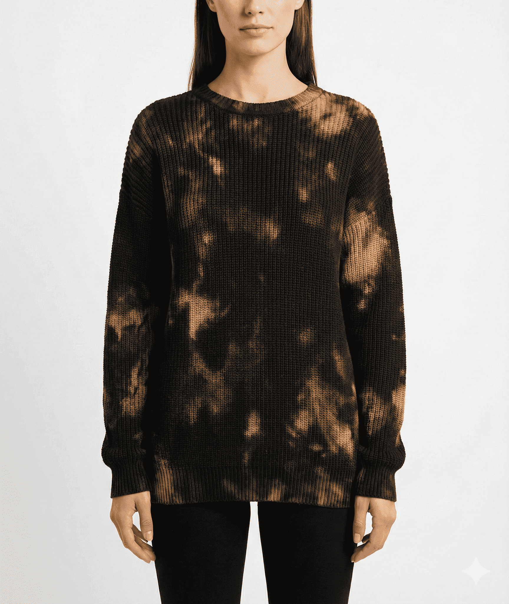 Black Tie-Dye Classic Knit Sweater